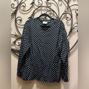 Blue and Crean Polka Dot Blouse